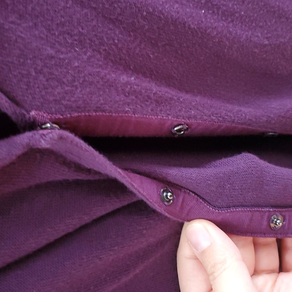 Tahari Purple Ruffled Longline Cardigan - Picture 4 of 8
